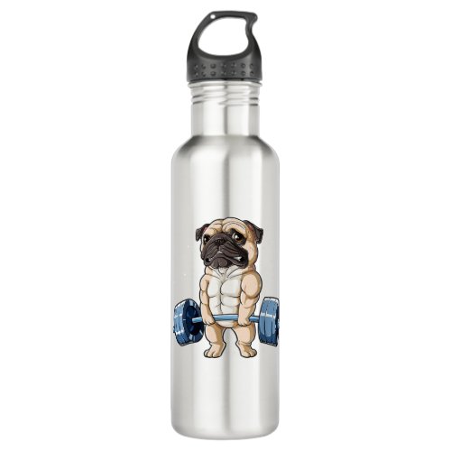 Pug Weightlifting Funny Deadlift Men Fitness Gym Stainless Steel Water Bottle