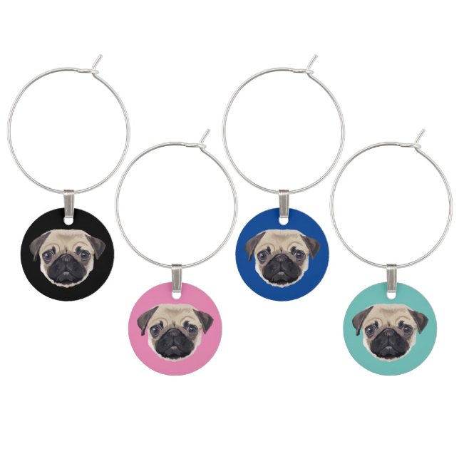 Pug Wine Charm (Staggered)