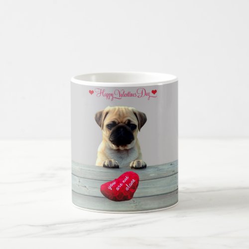 Pug Wishing Happy Valentines day Heart Coffee Mug