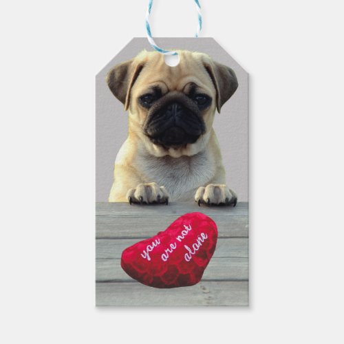 Pug Wishing Happy Valentines day Heart gift tags