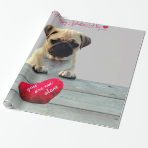 Pug Wishing Happy Valentine's day wrapping paper