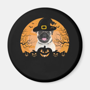 Pug Witch Hat Jack-o-Lantern Dogs Halloween T-Shir Magnet
