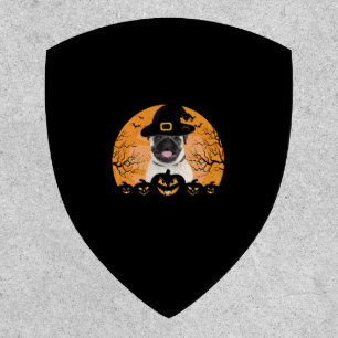 Pug Witch Hat Jack-o-Lantern Dogs Halloween T-Shir Patch