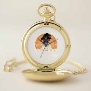 Pug Witch Hat Jack-o-Lantern Dogs Halloween T-Shir Pocket Watch