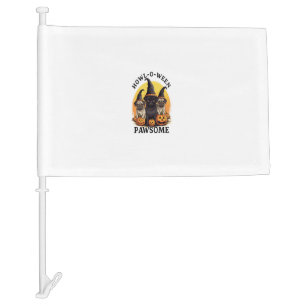 Pug Witch Howl-O-Ween Pawsome Pumpkin Gifts Hallow Car Flag