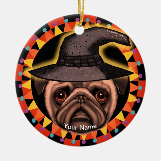 Pug Witch ornament (Front)