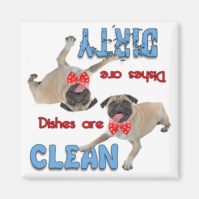 Pug With A Bow Tie Dog Lovers Dishwasher Magnet (Front)