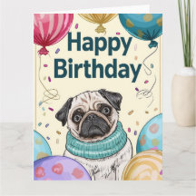 Pug with Balloons