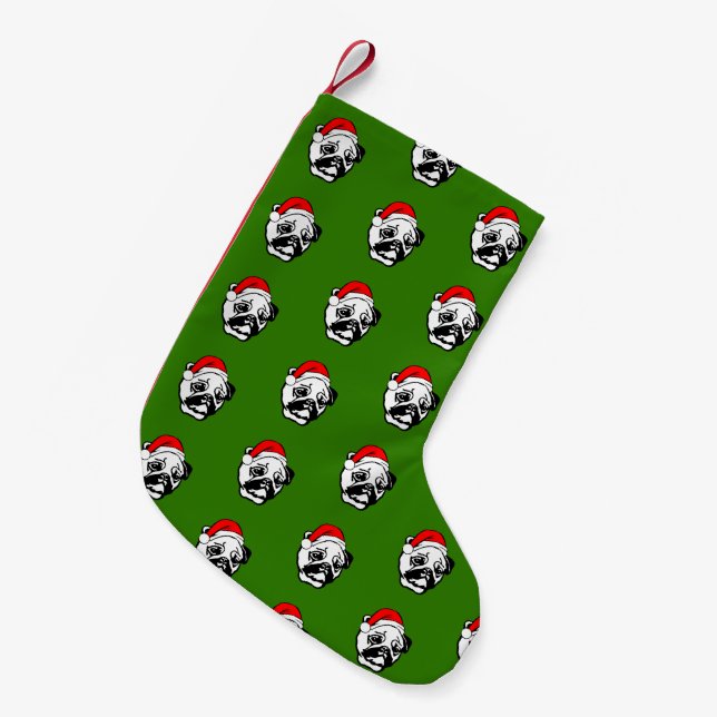 Pug with Christmas Santa Hat Small Christmas Stocking (Front (Hanging))