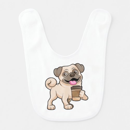 Pug with Coffee to go Baby Bib