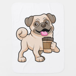 Pug with Coffee to go Baby Blanket