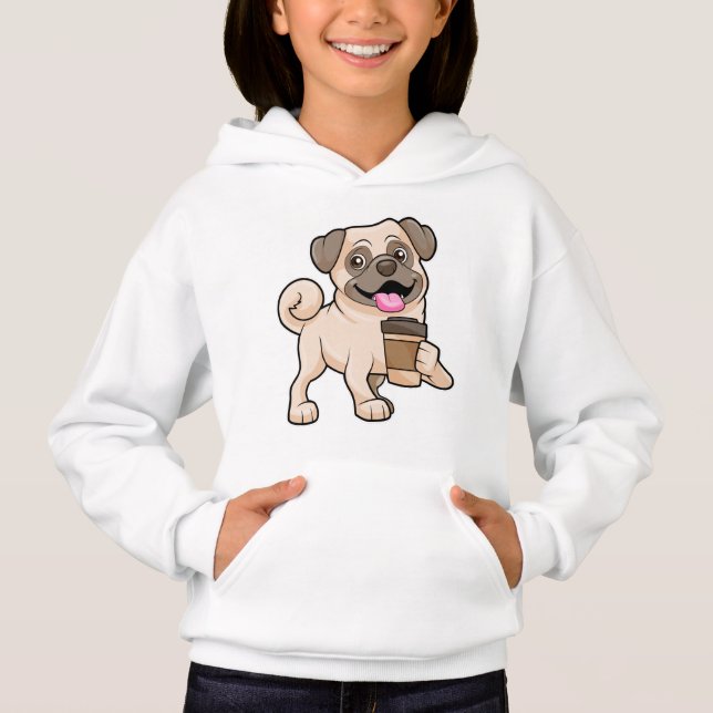 Pug with Coffee to go Hoodie (Front)