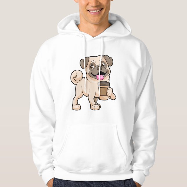 Pug with Coffee to go Hoodie (Front)