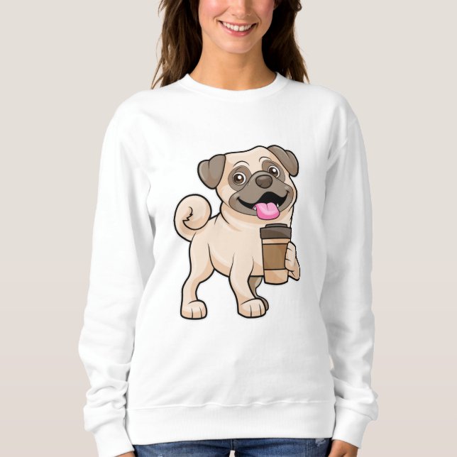 Pug with Coffee to go Sweatshirt (Front)