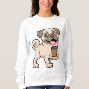 Pug with Coffee to go Sweatshirt