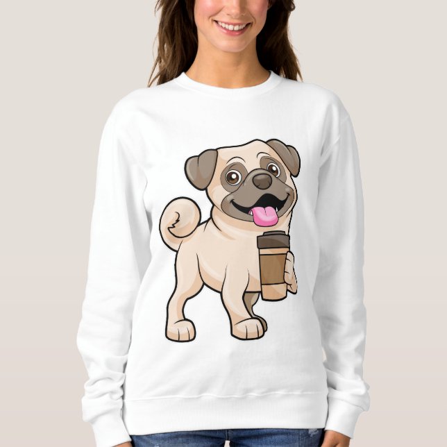 Pug with Coffee to go Sweatshirt (Front)
