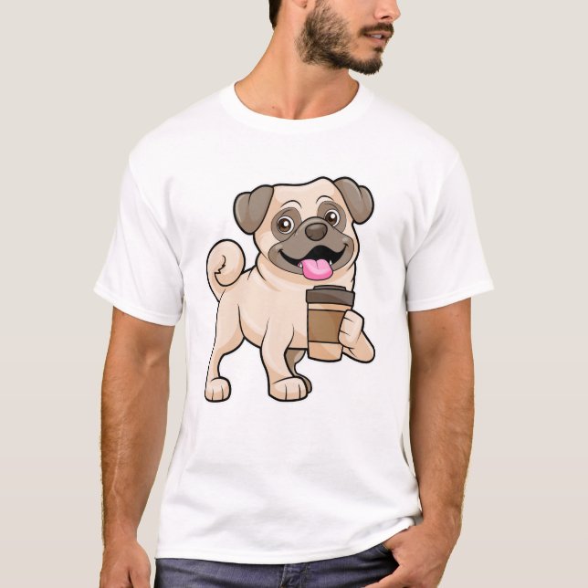 Pug with Coffee to go T-Shirt (Front)