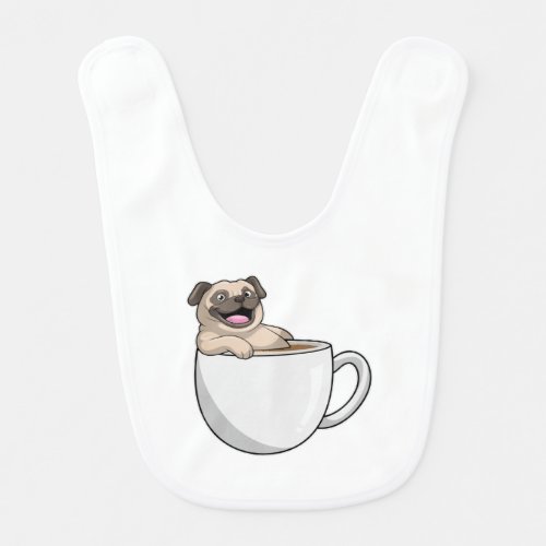 Pug with Cup of Coffee Baby Bib