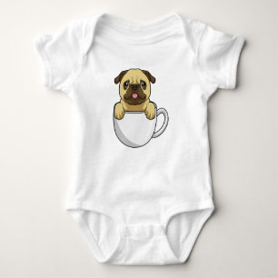 Pug with Cup of Coffee Baby Bodysuit