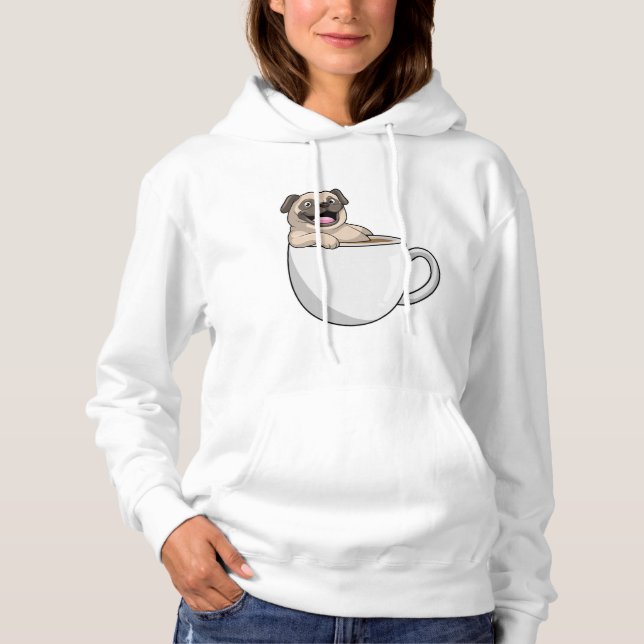 Pug with Cup of Coffee Hoodie (Front)
