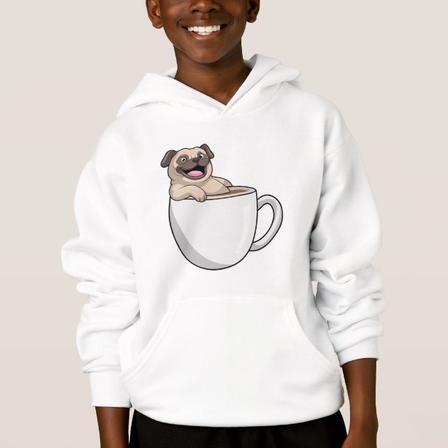 Pug with Cup of Coffee Hoodie (Front)
