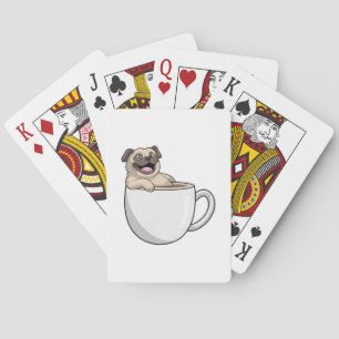Pug with Cup of Coffee Poker Cards
