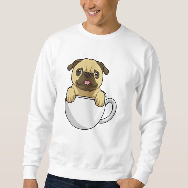 Pug with Cup of Coffee Sweatshirt (Front)