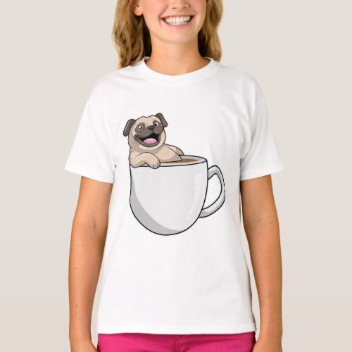 Pug with Cup of Coffee T_Shirt