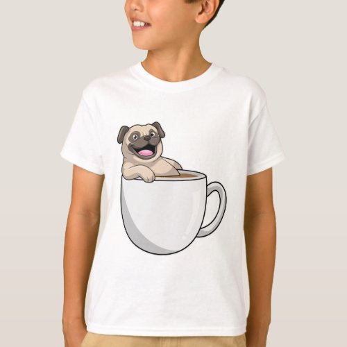 Pug with Cup of Coffee T_Shirt