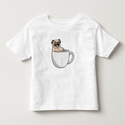 Pug with Cup of Coffee Toddler T_shirt