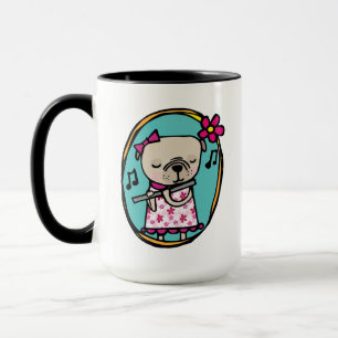 Pug with Flute, Without Music Life Would B flat Mug