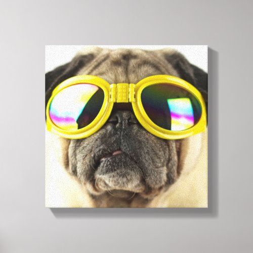 Pug with Goggles Canvas Print