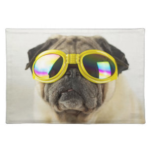 Pug with Goggles Cloth Placemat