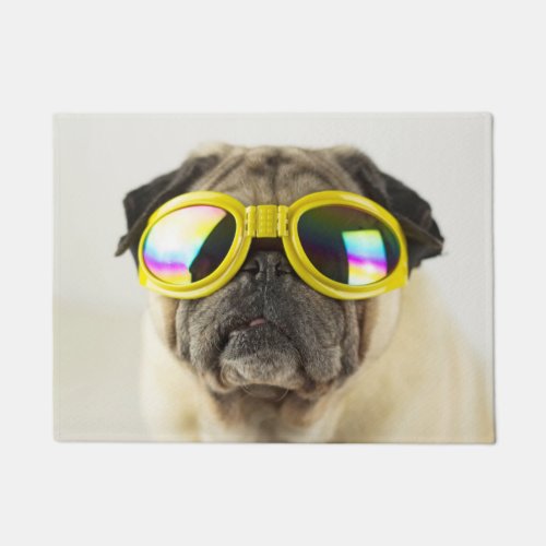 Pug with Goggles Doormat