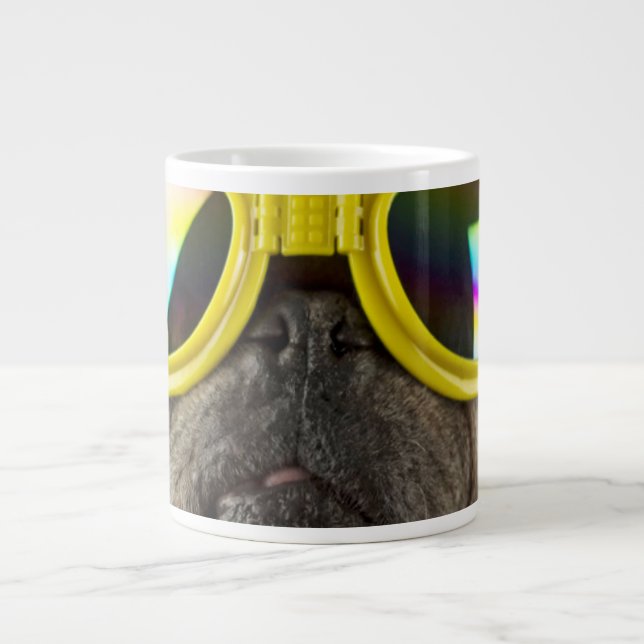 Pug with Goggles Giant Coffee Mug (Front)
