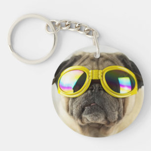 Pug with Goggles Keychain