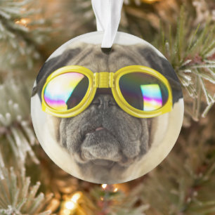 Pug with Goggles Ornament
