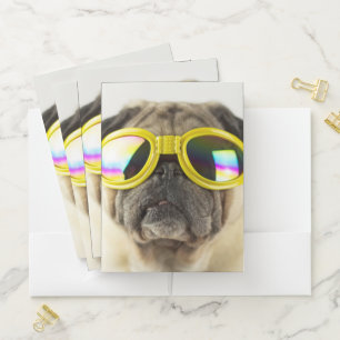 Pug with Goggles Pocket Folder