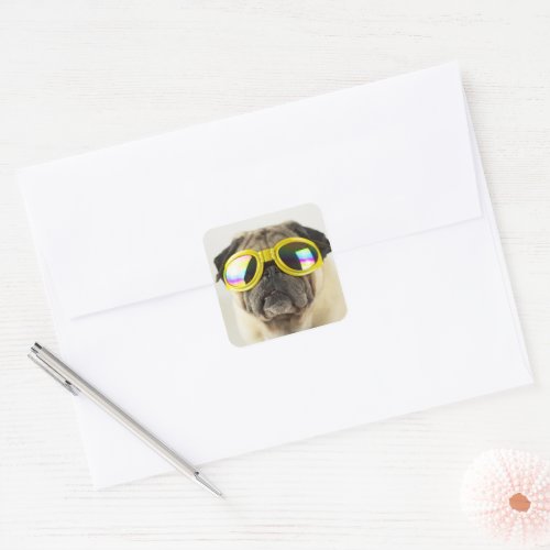 Pug with Goggles Square Sticker