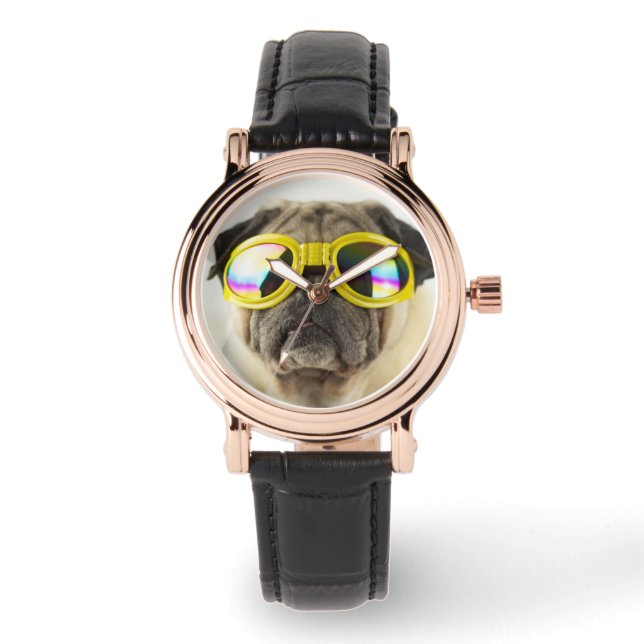 Pug with Goggles Watch (Front)