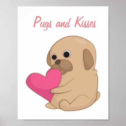 Pug with Heart  Poster