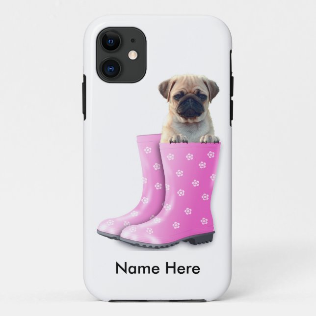 Pug with Name Case-Mate iPhone Case (Back)