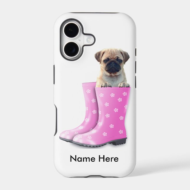 Pug with Name Iphone Case (Back)