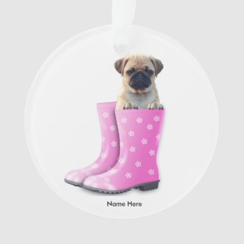 Pug With Name Ornament by Iggys_World at Zazzle