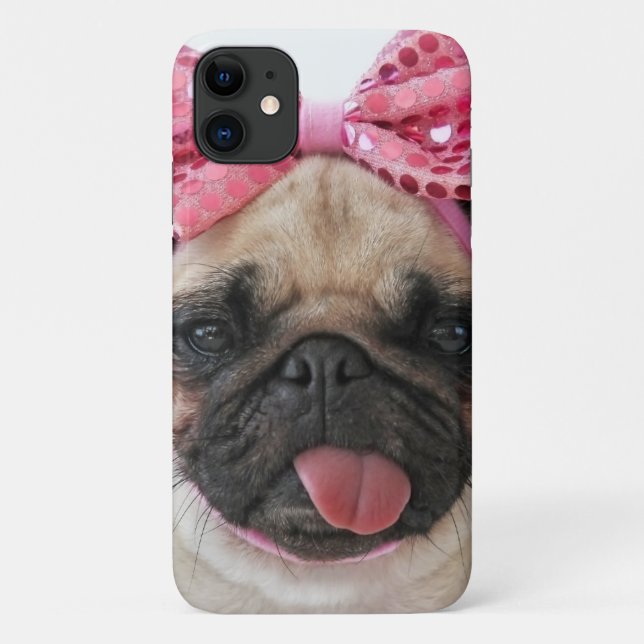 Pug with Pink Bow Case-Mate iPhone Case (Back)