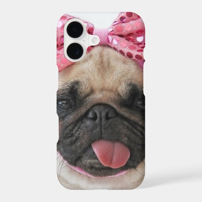 Pug with Pink Bow Iphone Case (Back)