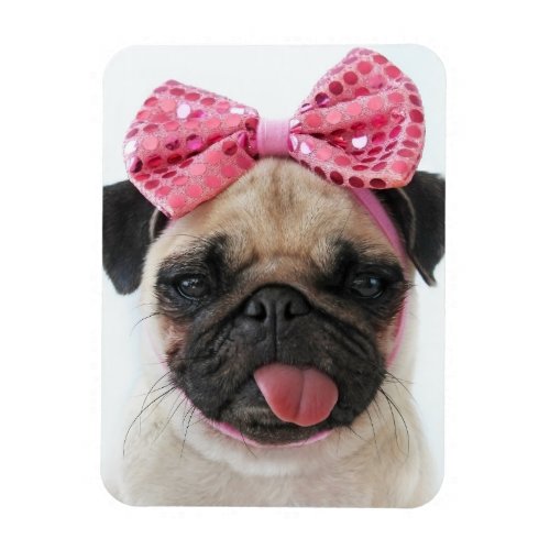 Pug with Pink Bow Magnet