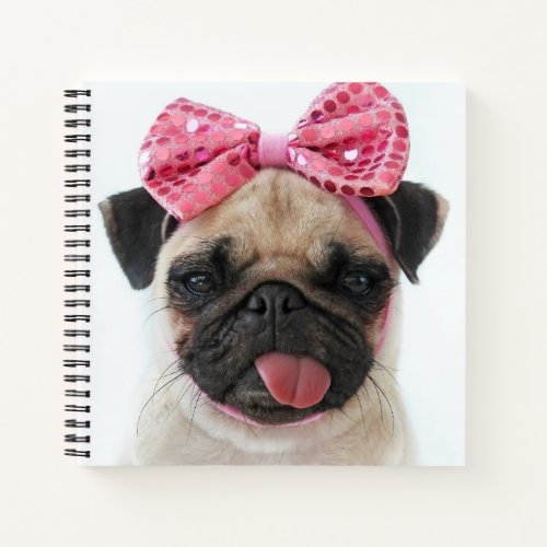 Pug with Pink Bow Notebook