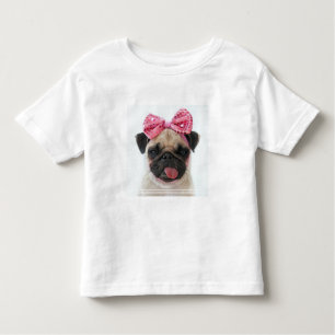 Pug with Pink Bow Toddler T-shirt
