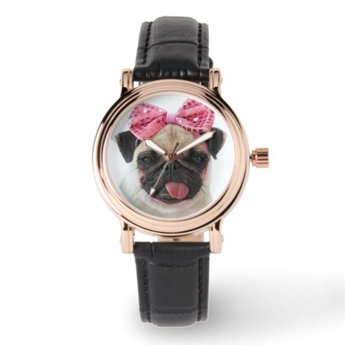 Pug with Pink Bow Watch